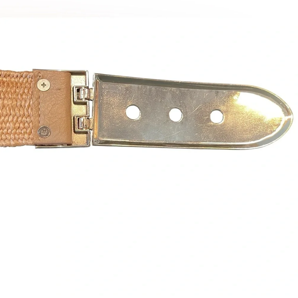🤎Stretchy Neutral Woven Straw style Belt with Golden Buckle. NICE!!